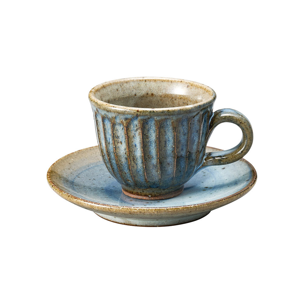 青萩彫 丸 コーヒー碗皿