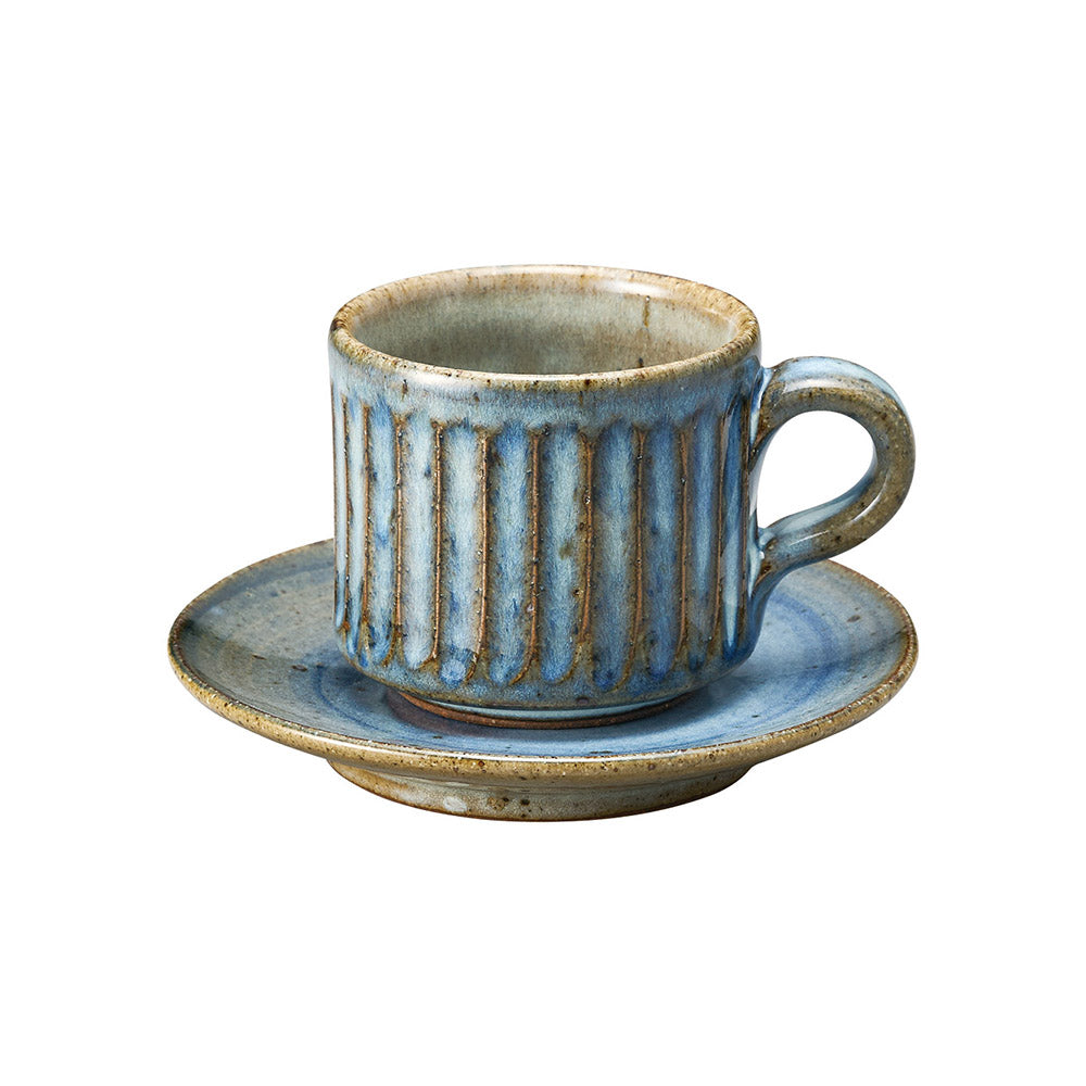 青萩彫 コーヒー碗皿