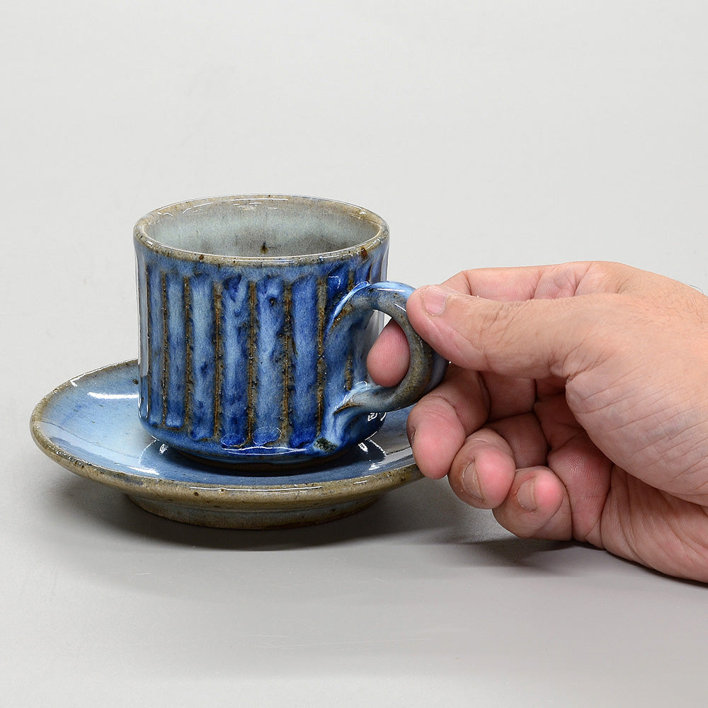 青萩彫 コーヒー碗皿