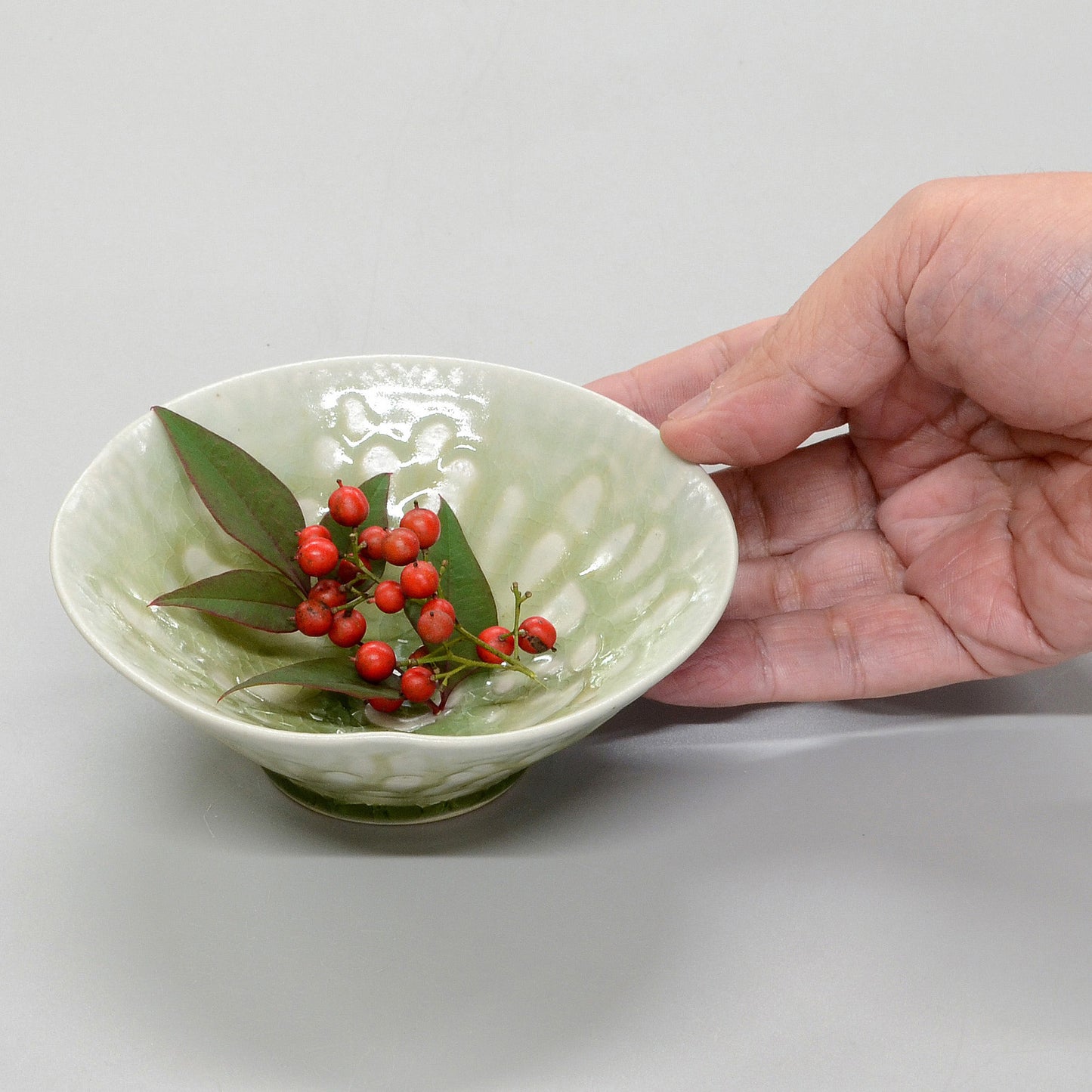網目青磁 花小鉢