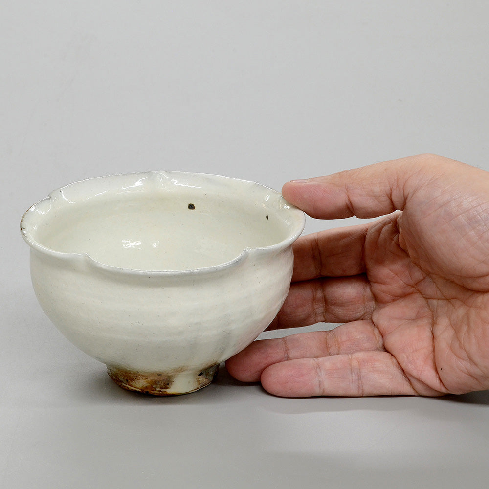 粉引窯変 輪花碗
