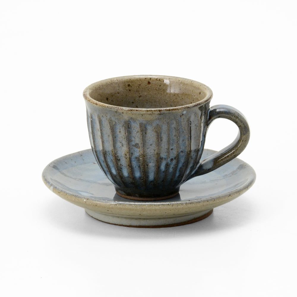 青萩彫 丸 コーヒー碗皿