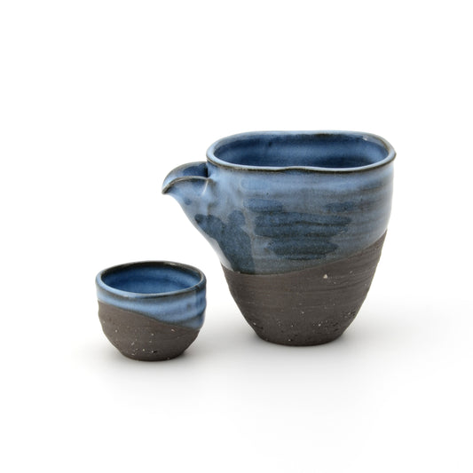 紺碧 ぐい呑、片口注器
