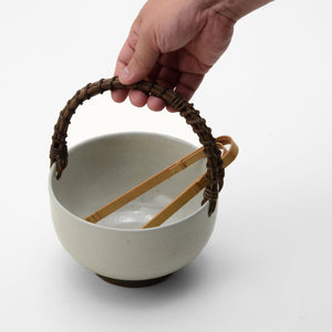 粉引 アイスペール (トング付)