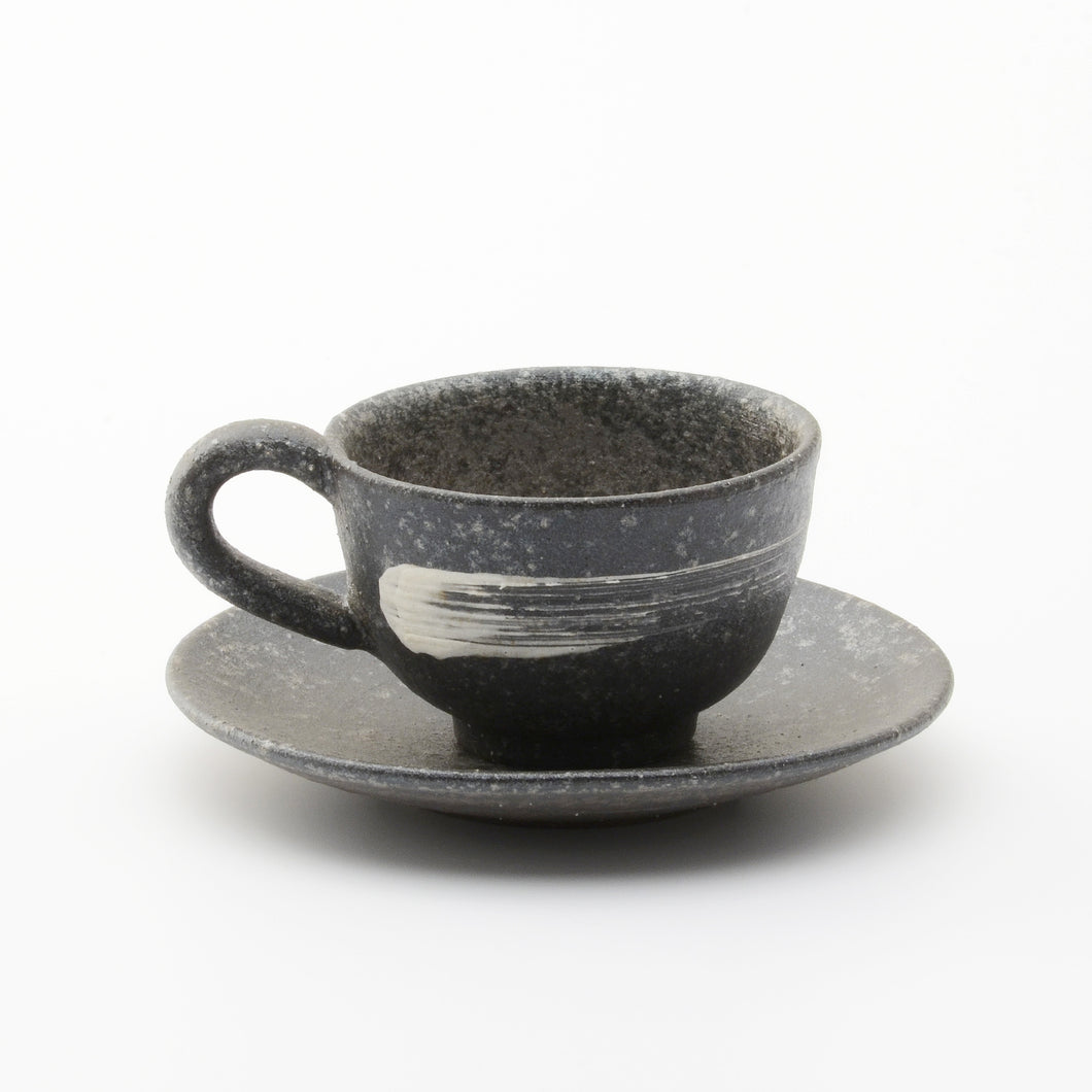 刷毛目いぶし コーヒー碗皿